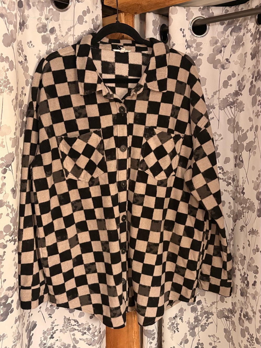 Maurices Black and Cream Checkerboard Shacket